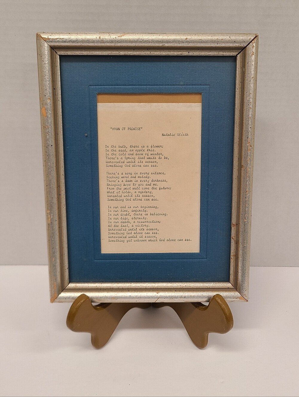 Framed Blue Mat Artwork with Silver Frame 7x9